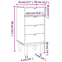 vidaXL Commode OTTA marron et blanc 45x39x90 cm bois de pin massif pas cher