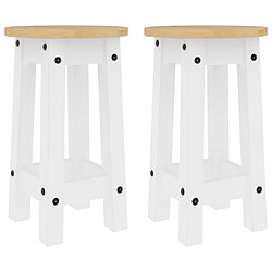 vidaXL Tabourets de bar lot de 2 blanc bois massif de pin