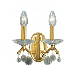 Luminaire Center Applique murale en cristal CARMEN 2 Or 24 Carats 2 ampoules Cristal