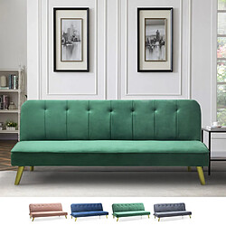 Modus Sofà Canapé convertible clic clac 2 places design moderne tissu velours Pulchra | Couleur: Vert foncé