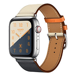 Wewoo Bracelet de montre en cuir bicolore à boucle unique pour Apple Watch séries 3 et 2 et 1 38 mmbleu vif + rose blanc + orange 