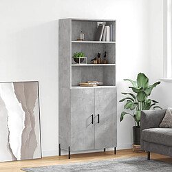 vidaXL Buffet haut Gris béton 69,5x34x180 cm Bois d'ingénierie