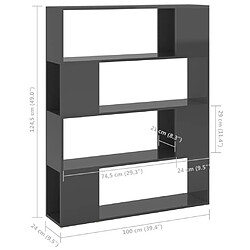 vidaXL Bibliothèque/Séparateur de pièce Gris brillant 100x24x124 cm pas cher