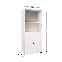 Acheter Armoire Multifonction Catter House Atenas 143 de 60x32x143 cm avec 2 Étagères, 2 Portes Inférieures et de Couleur Blanche