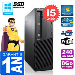 PC Lenovo M92p SFF Core I5-2400 Ram 8Go Disque 240 Go SSD Graveur DVD Wifi W7 · Occasion 