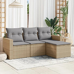 Maison Chic Salon de jardin avec coussins 4 pcs | Ensemble de Table et chaises | Mobilier d'Extérieur beige résine tressée -GKD55322