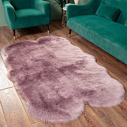 LUUCOZK Tapis moelleux en fausse fourrure, tapis à poils longs pour chambre à coucher, salon, violet clair-4P120x180CM