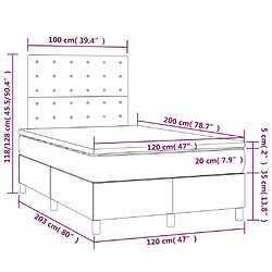 vidaXL Sommier à lattes de lit matelas et LED Noir 120x200 cm Velours pas cher