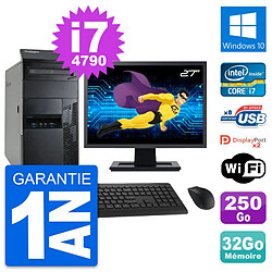 PC Tour Lenovo M93p Ecran 27" Core i7-4790 RAM 32Go Disque 250Go Windows 10 Wifi - Occasion