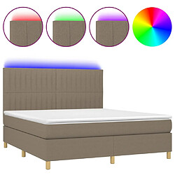 vidaXL Sommier à lattes de lit et matelas et LED Taupe 180x200cm Tissu