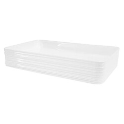 ML-Design Lavabo en Céramique Blanc, 68 x 38 x 12 cm, Rectangulaire, Vasque à Poser sur Plan de Toilette, Lave-Mains Évier pour la Salle de Bain/WC Invités, Design Moderne, sans Matériel de Montage