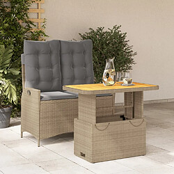 Maison Chic Ensemble à manger d'extérieur 2 pcs avec coussins,Salon de jardin,Mobilier de jardin beige poly rotin -GKD935174