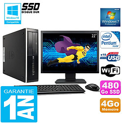 PC HP Compaq 8300 SFF Intel G850 Ram 4Go Disque 480 Go SSD Wifi W7 Ecran 22" - Occasion