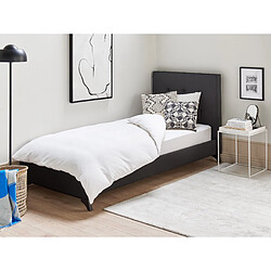 Beliani Lit en tissu noir avec cadre 90 x 200 cm AMBASSADOR