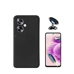 Kit de film en verre trempé de la couverture 5D + couvercle de silicone liquide + SuppOrt Magnétique Phonecare pour Oppo A79 5G - le noir