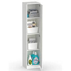 Pegane Armoire / meuble de rangement coloris blanc - Hauteur 180 x Longueur 40 x Profondeur 35 cm