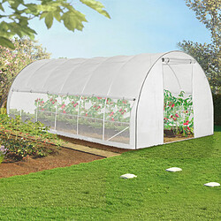 Idmarket Serre 18M² blanc moustiquaire Serre tunnel de jardin 18M² blanche relevable avec moustiquaire