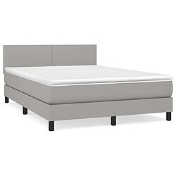 vidaXL Sommier à lattes de lit avec matelas Gris clair 140x190cm Tissu