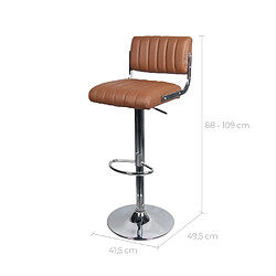 Rendez Vous Deco Chaise de bar Houston marron 61/83 cm (lot de 2)