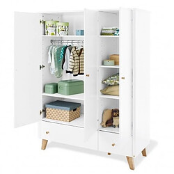 Pinolino Chambre de bébé Pan 3 pièces lit de bébé évolutif commode à langer large armoire grande