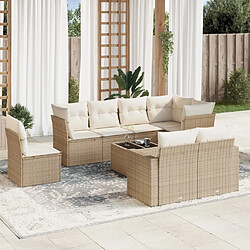 Maison Chic Salon de jardin avec coussins 9 pcs | Ensemble de Table et chaises | Mobilier d'Extérieur beige résine tressée -GKD71324