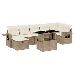 vidaXL Salon de jardin avec coussins 8 pcs beige résine tressée