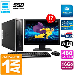 PC HP Compaq Pro 6300 SFF I7-3770 16Go 480Go SSD Graveur DVD Wifi W7 Ecran 17" · Occasion 