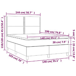 Acheter vidaXL Sommier à lattes de lit avec matelas Gris clair 140x190cm Tissu