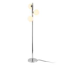 [lux.pro] Lampadaire Lampe à Pied Lampe sur Pied Métal et Verre 3 x E14 154 cm Chrome et Blanc