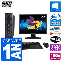 PC HP 600 G1 SFF Ecran 22" Intel G3220 RAM 16Go SSD 120Go Windows 10 Wifi - Occasion