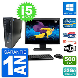 PC HP 800 G1 Ecran 19" Core i5-4570 RAM 32Go Disque 500Go Windows 10 Wifi · Occasion 