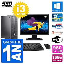 PC HP 600 G1 SFF Ecran 19" Intel Core i3-4130 RAM 16Go SSD 960Go Windows 10 Wifi - Occasion