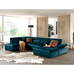 Lisa Design Vermont - canapé panoramique d'angle gauche - 7 places - XXL - en velours Vermont - canapé panoramique d'angle gauche - 7 places - XXL - en velours - Bleu canard