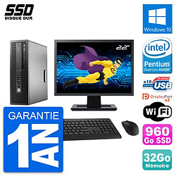 PC HP EliteDesk 800 G2 SFF Ecran 22" G4400 RAM 32Go SSD 960Go Windows 10 Wifi - Occasion