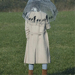 Esschert Design Parapluie transparent noir Oiseaux sur un fil.