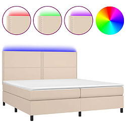 vidaXL Sommier à lattes de lit avec matelas LED Cappuccino 200x200 cm