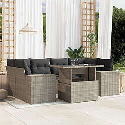 vidaXL Salon de jardin avec coussins 7 pcs gris clair résine tressée