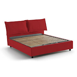 Avis Autrement Talamo Italia Veronica lit double avec conteneur, Made in Italy, en tissu amovible, 160x190 cm, avec ouverture frontale, Rouge.