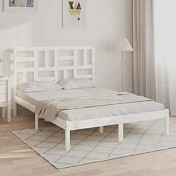 Maison Chic Lit Moderne Chambre - Cadre/structure de lit pour adulte Blanc Bois massif 150x200 cm Très grand -MN11064