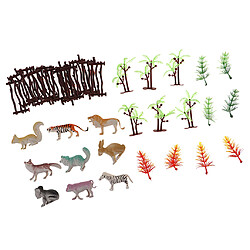 36 Pièces Modèle Zoo Animal Vie Sauvage Arbre Animal Figurine Pour Enfant