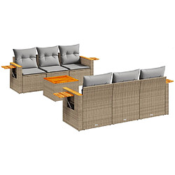 vidaXL Salon de jardin avec coussins 7 pcs beige résine tressée