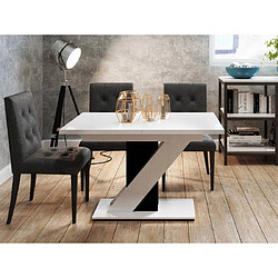 Bestmobilier Burnie - table à manger extensible - blanc et noir - 4 à 6 personnes