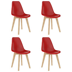 vidaXL Chaises à manger lot de 4 rouge plastique 