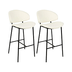 Beliani Tabouret de bar Set de 2 Tissu Crème KIANA