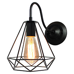 Stoex Rétro Applique Industrielle Interieur Cage Diamant 20cm E27 Noir, Applique Murale Lampe Suspension vintage Luminaire pour Maison Café Loft Cuisine Salon et Chambre Hôtel 