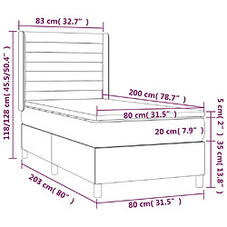 Acheter vidaXL Sommier à lattes de lit matelas et LED Noir 80x200cm Tissu