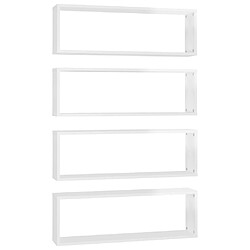 vidaXL Étagère cube murale 4 pcs Blanc brillant 80x15x26,5 cm