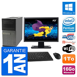 PC Tour Dell 9010 Ecran 19" Intel G630 RAM 16Go Disque Dur 1To Windows 10 Wifi - Occasion