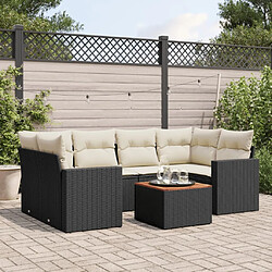 Maison Chic Ensemble Tables et chaises d'extérieur 7pcs avec coussins,Salon de jardin noir résine tressée -GKD786866