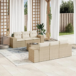 vidaXL Salon de jardin avec coussins 7 pcs beige résine tressée 